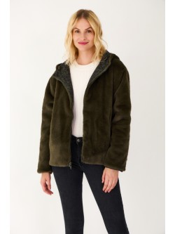 Parka léopard fourrée réversible